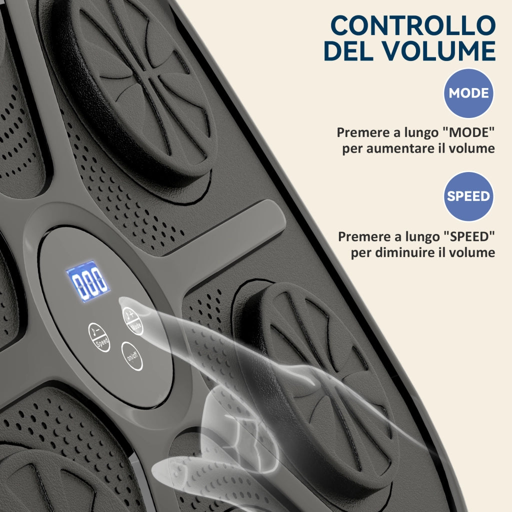 Boxing Machine Musicale a Parete con 9 Velocit¨¤, Connessione Bluetooth e Guanti, 41.8x44.6x7.5 cm, Nero e Blu