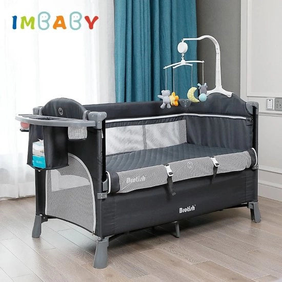 Wieg portatile op poggiapiedi - Wieg multifunzionale con tavolo per allattamento - Dimensioni 126x70x76 CM - Color grigio - Wieg per due bambini - Wieg per esterno - Wieg per campeggio