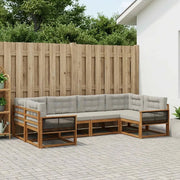 Set di divani da esterno 6 pcs Naturale e Grigio Chiaro
