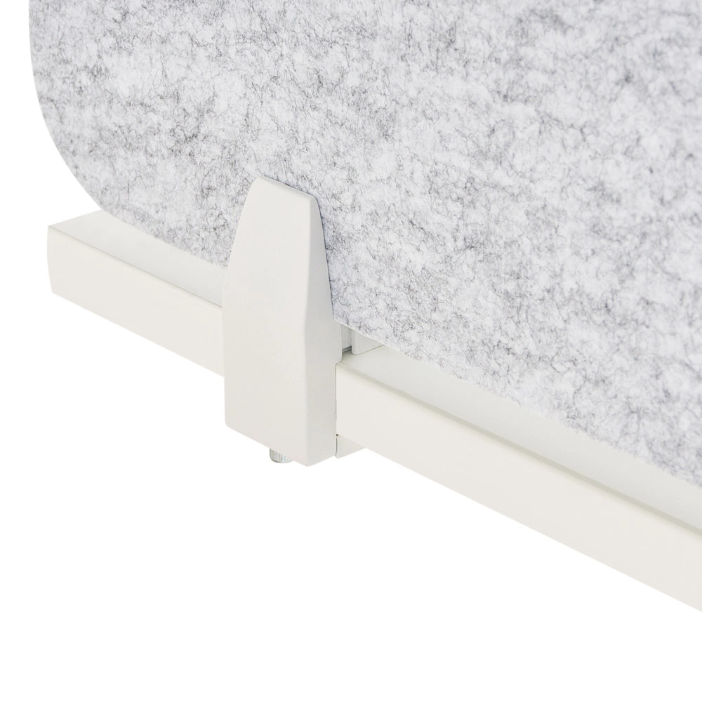 Pannello divisorio in PET per scrivania rivestito in tessuto 180 x 50 cm Grigio Morsetti di montaggio modulari Casa Ufficio