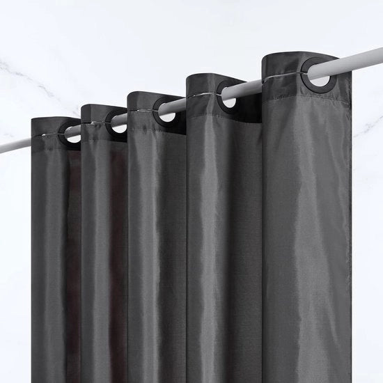 Gordini per doccia 120 x 200, tende per doccia e bagno di tessuto, impermeabili, resistenti alla muffa e lavabili, grigio scuro con grandi occhi