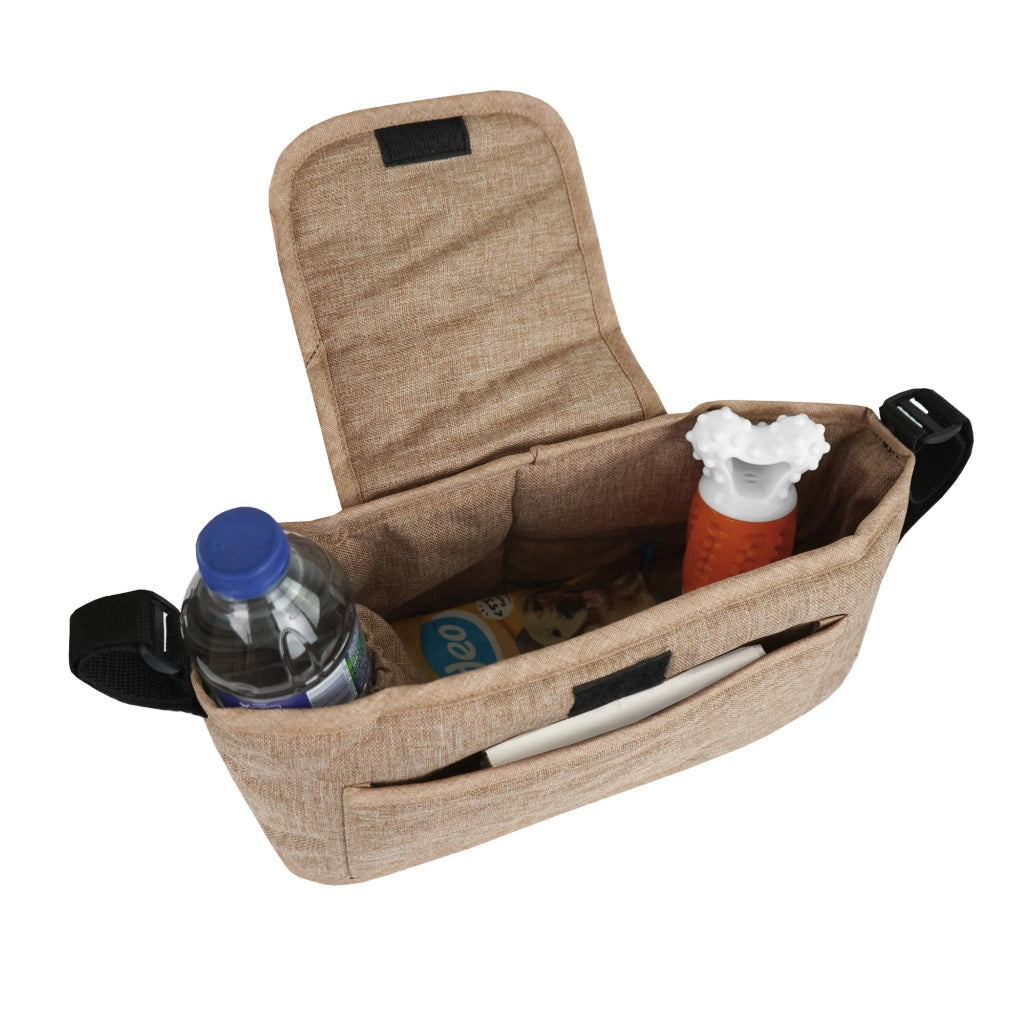Organizer per Passeggino per Animali Beige con Cinghie a Strappo e Tasche
