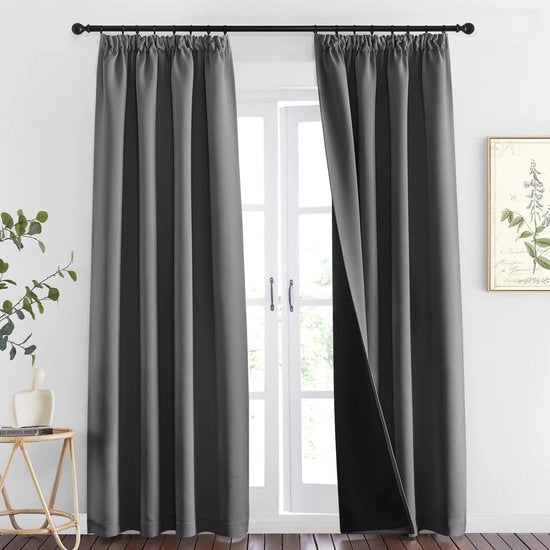Veli 100% Verduisteranti - Veli per Pareti e Tetti 2 Pezzi - Isolamento Termico - Adatto per Salotto/Camera da Letto - 140x245cm - Grigio - Veli di Blocco della Luce
