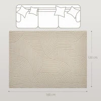 Tappeto da soggiorno con disegni geometrici, soffice e antiscivolo, 160 x 120 cm, Crema