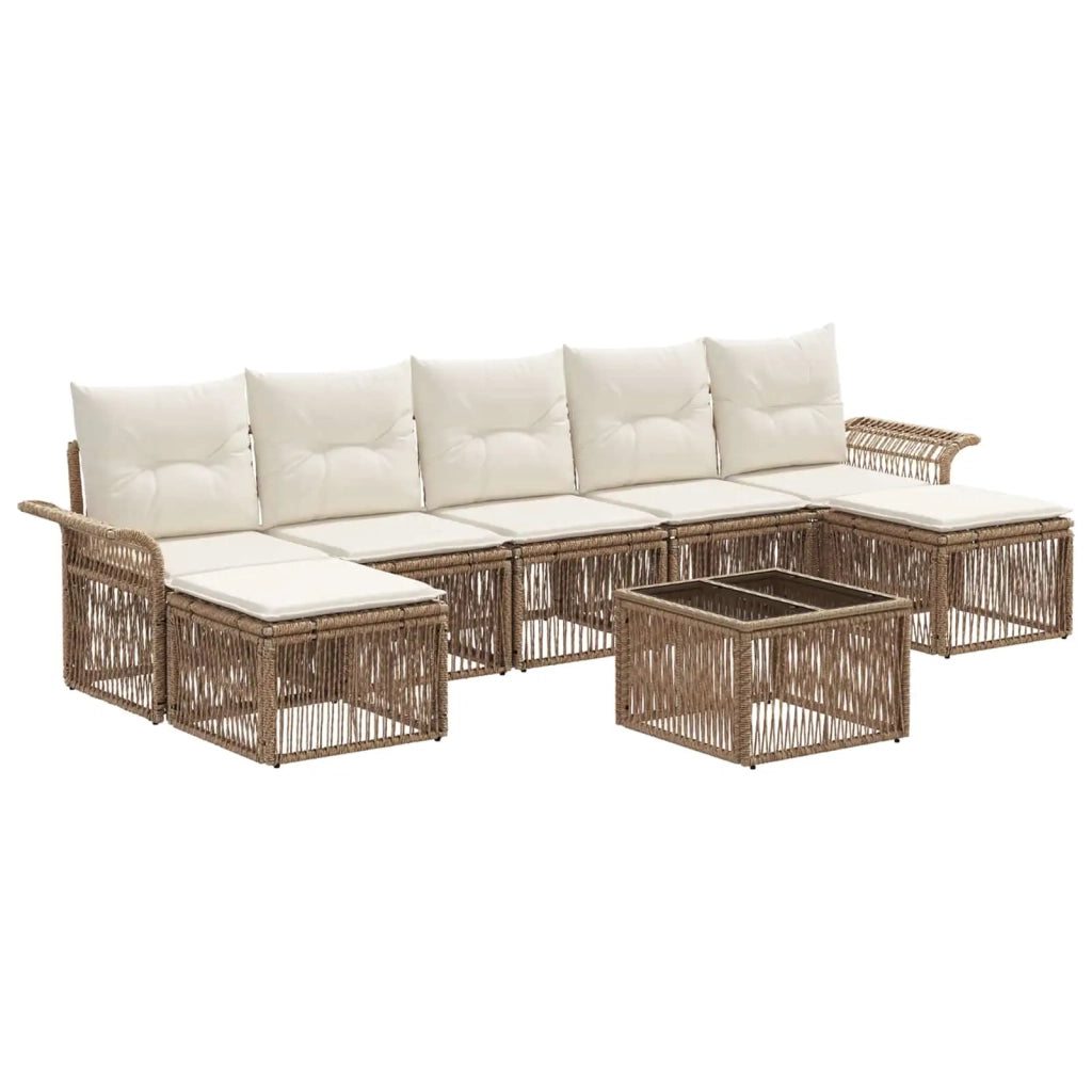Set Divano da Giardino 8 pcs Beige polyrattan 3434919