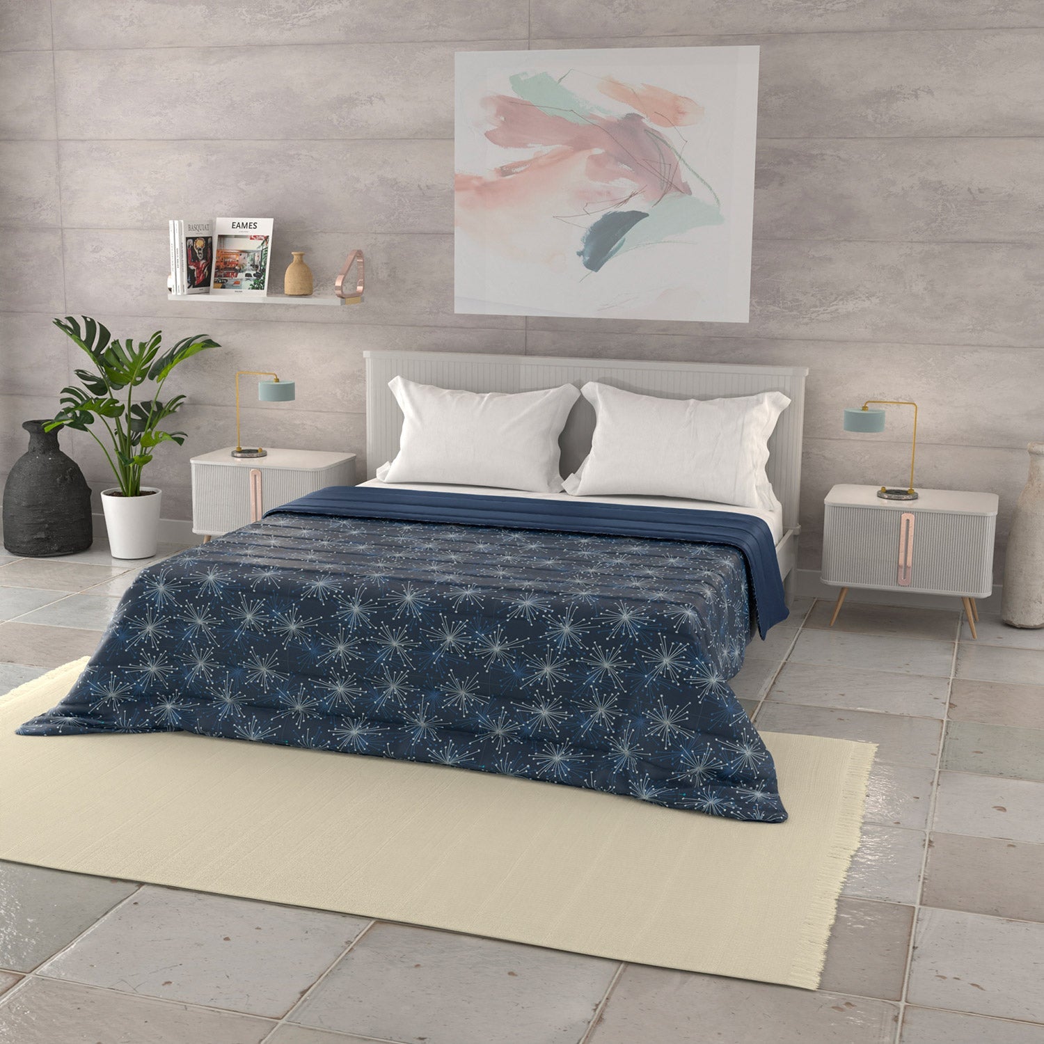 Trapuntino Matrimoniale 100gr con Stampa in Microfibra Fireworks