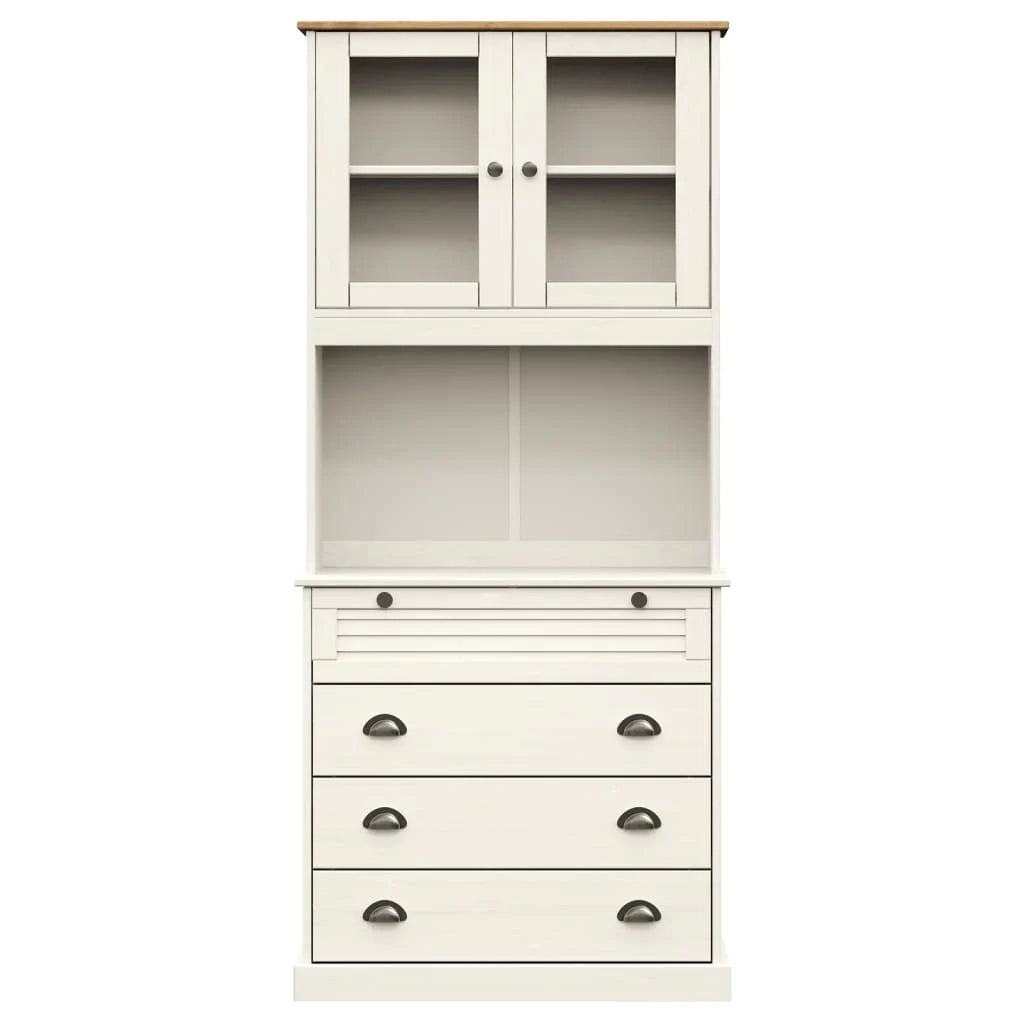 Buffet credenza cassettiera armadio mobile contenitore organizer cucina soggiorno salotto alto 80 x 40 x 176 cm legno massello di pino bianco 02_0035662