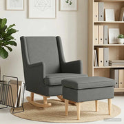 Poltrona con Ottomano 2 pz Grigio Scuro Tessuto 3418853