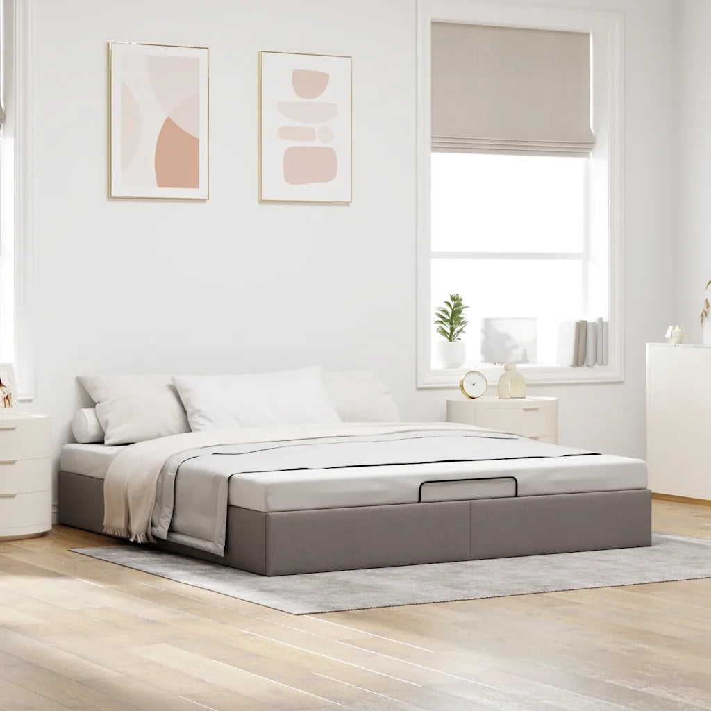Struttura Letto Pouf senza Materasso Tortora 160x200cm Tessuto 3310893