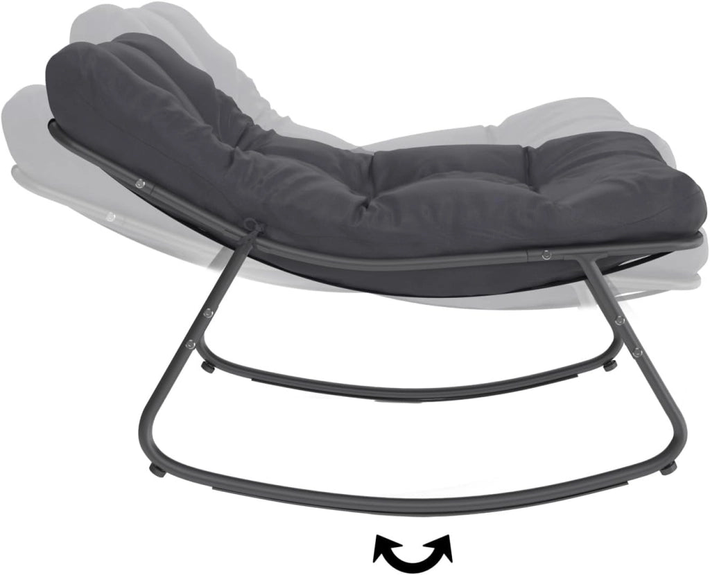 Set di 2 sedie a Dondolo da Giardino Arona in Grigio Antracite con Cuscini Grigi