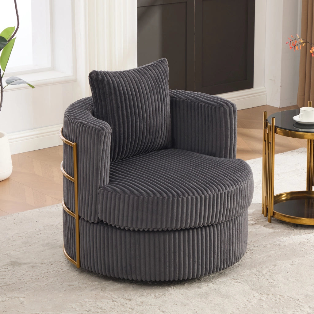 POLTRONA girevole 360° con vano contenitore 76x79x78 cm in corduroy grigio