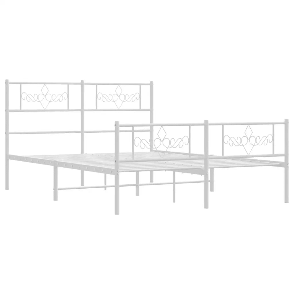 Giroletto con Testiera e Pediera-Struttura Letto Metallo Bianco 140x190 cm 718113