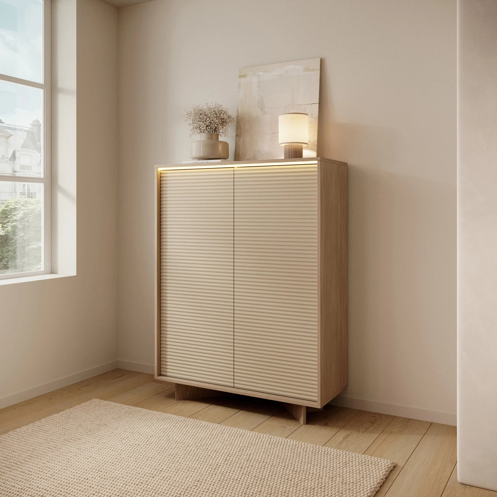 Madia Hasota, Credenza 4 Ripiani, 104x40x138h cm Marrone Rovere