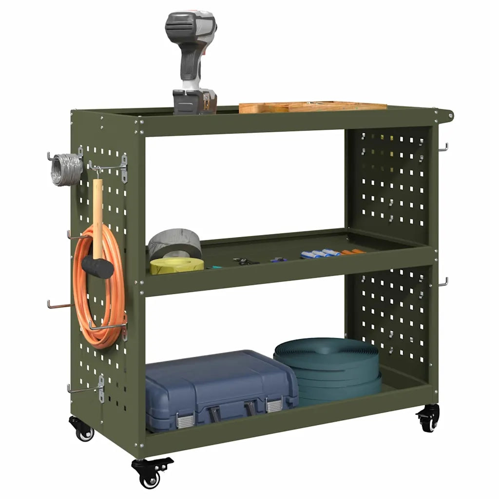 Carrello per Attrezzi con ruota Verde oliva 75 x 35 x 73 cm CFW8542374