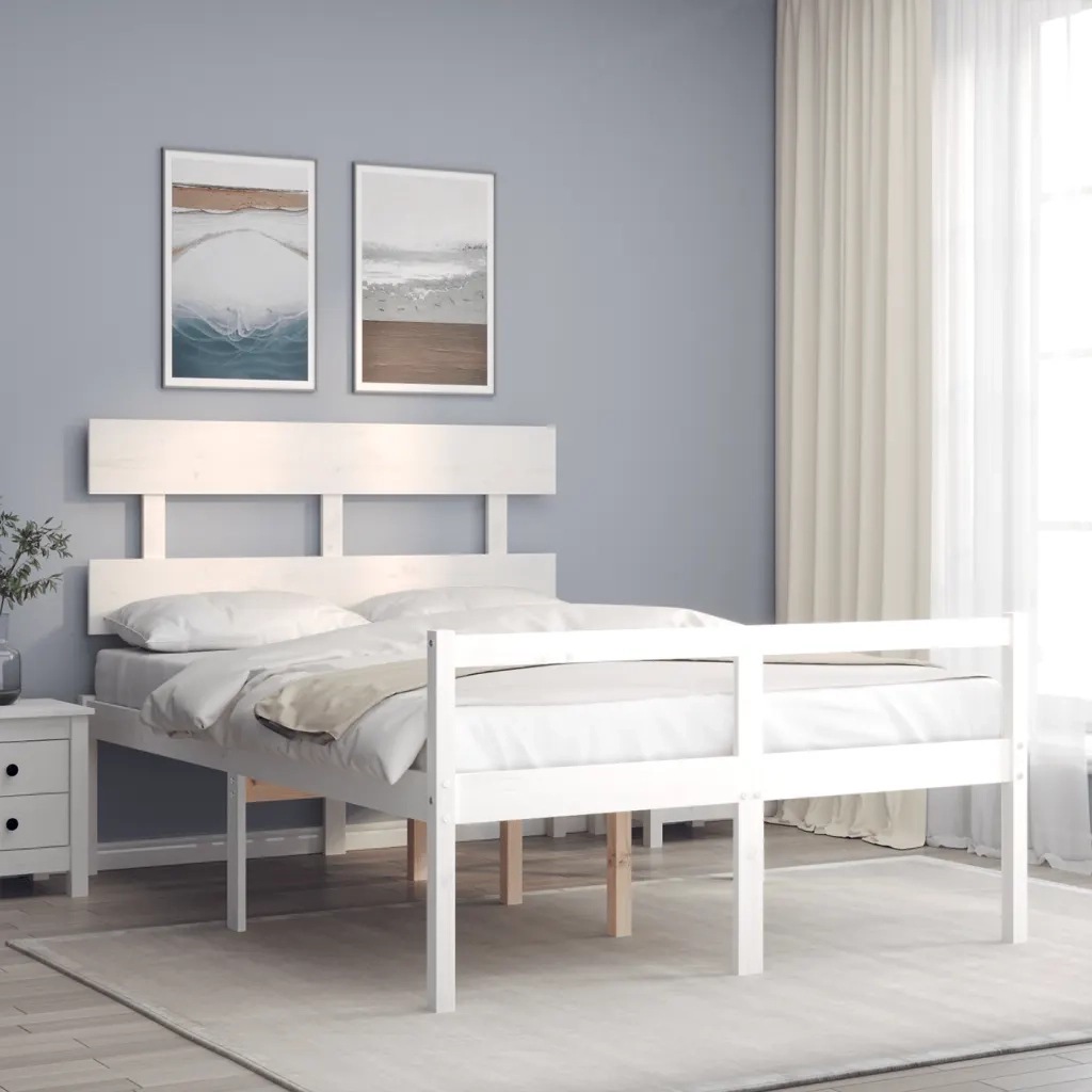 Letto per Anziani con Testiera Bianco 120x200 cm Legno Massello 3195347