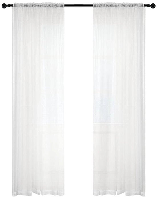 Tende a 2 pannelli Bianche - Semi Trasparenti - Tende da Voile - 137 x 213 cm - Camera da Pranzo/Camera da Letto - Aspetto di Cotone - Decorazione per Finestre