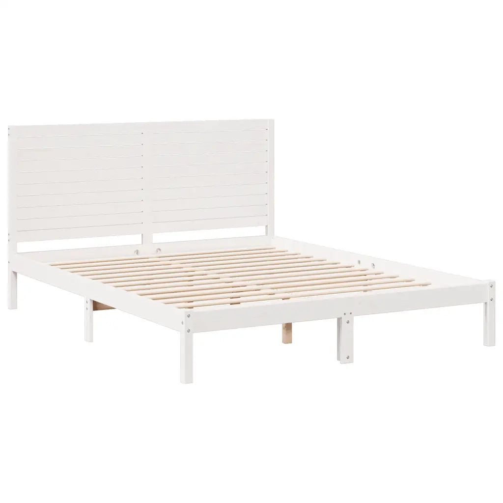 Giroletto Extra Lungo senza Materasso-Struttura Letto Bianco 140x210cm Massello 868063
