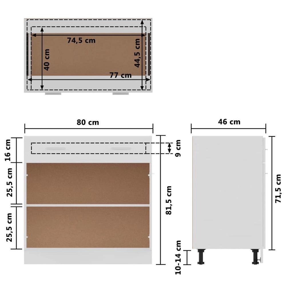Drawer Unit Lyon White 80x46x81.5 Cm Wood-based Material