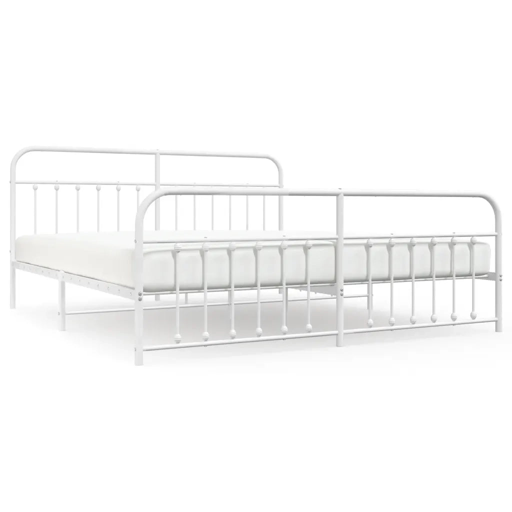 Giroletto con Testiera e Pediera-Struttura Letto Metallo Bianco 193x203 cm 491651