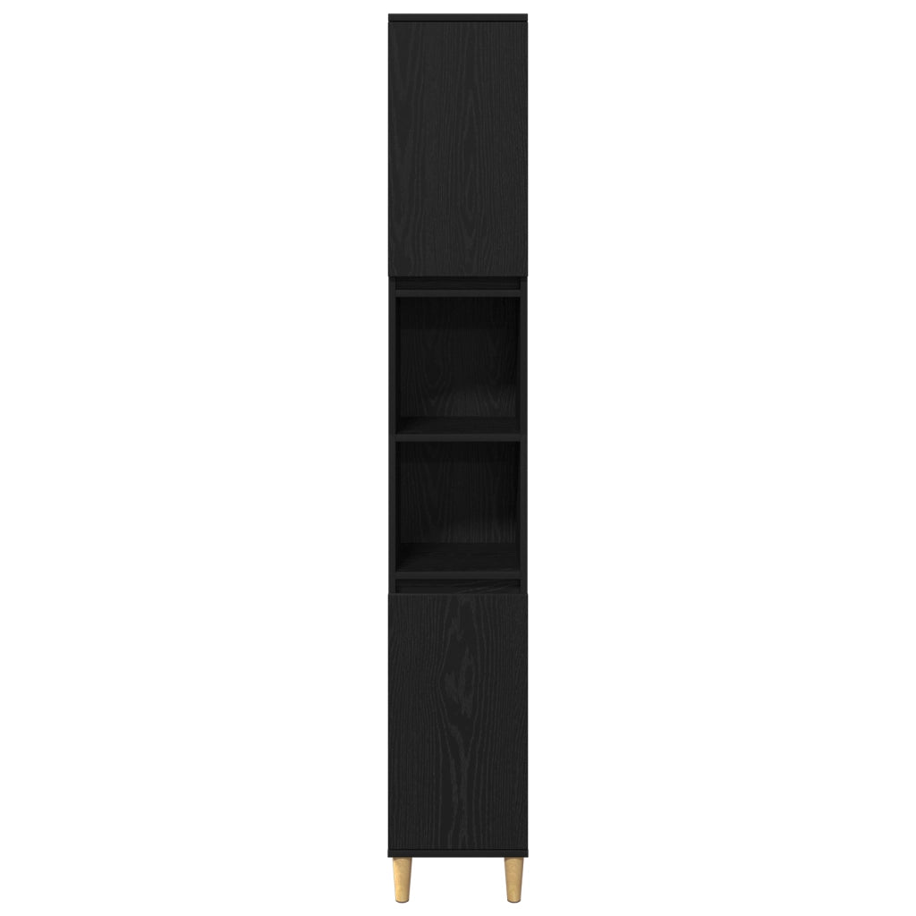 Set di Mobili da Bagno da 3 Pezzi  in Rovere Nero Legno Ingegnerizzato