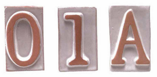 6blister blister numero civico in terracotta "e" cm.8,5h cod:ferx.84700