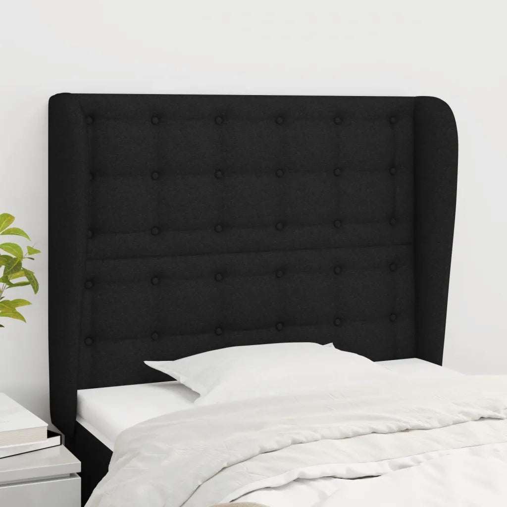 Testiera ad Orecchio Nera 83x23x118/128 cm in Tessuto 3118366