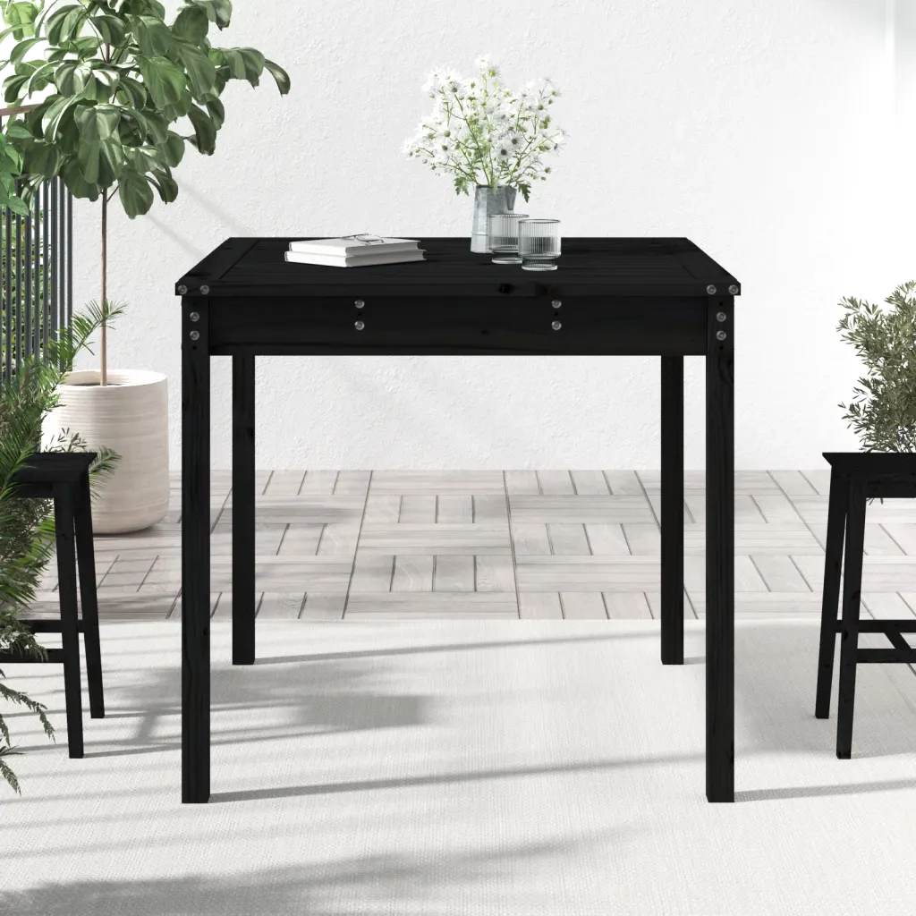 Tavolo da Giardino Nero 82,5x82,5x76 cm Legno Massello di Pino 823966