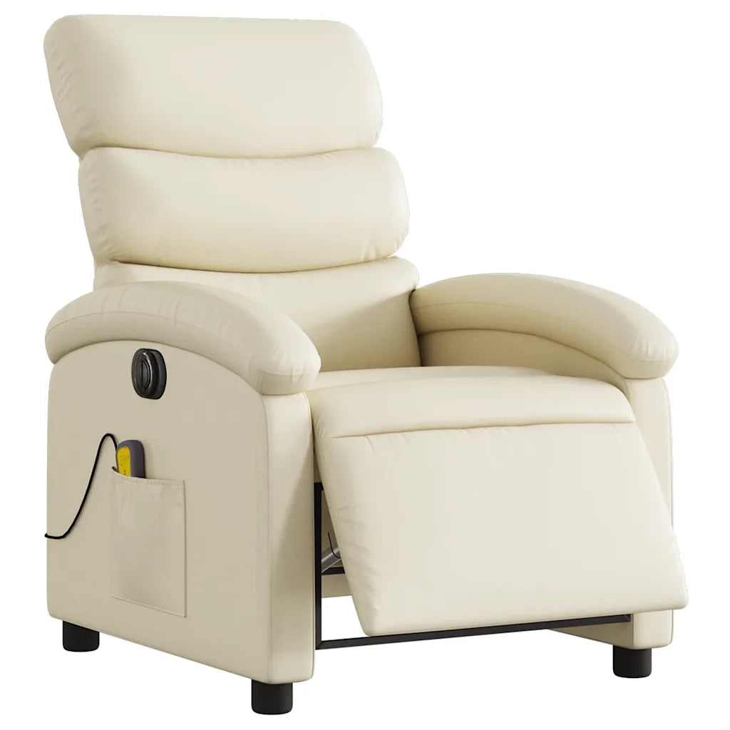 Poltrona Massaggiante Elettrica Reclinabile Crema Similpellecod mxl 115851