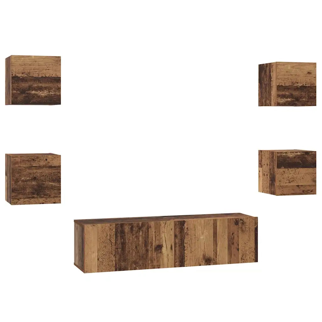 Set mobile TV 6 pcs Legno vecchio Legno multistrato 3393141