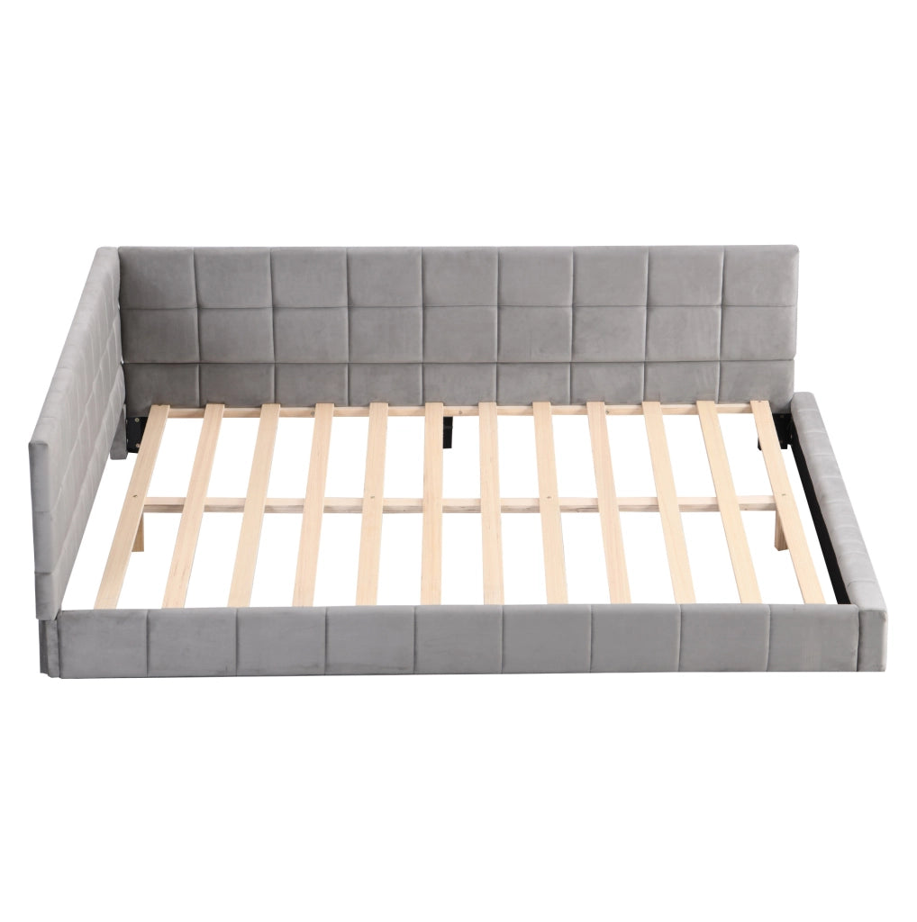 Letto da giorno in stile Mid-Century Modern con rete a doghe; 140x200 cm; grigio
