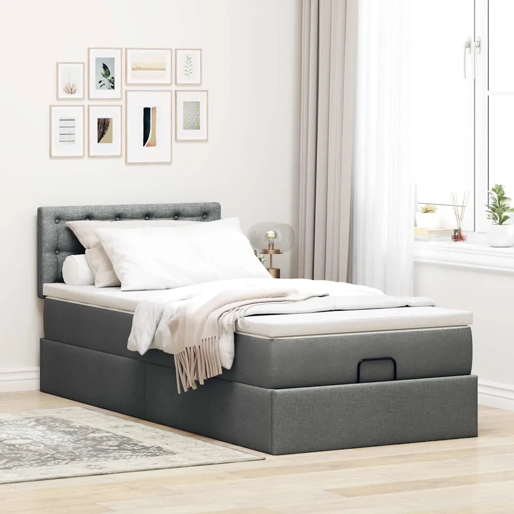 Struttura Letto Pouf con Materasso 90x190 cm in Tessuto 3312437