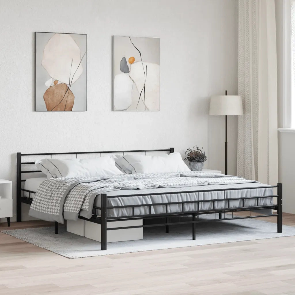 Letto matrimoniale | Letto per adulti | Giroletto Nero in Acciaio 200x200 cm