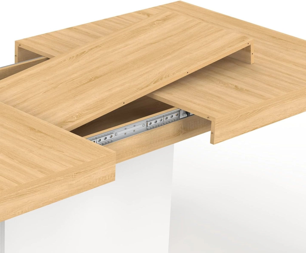 Tavolo da pranzo rettangolare allungabile EDEN 6-10 persone in legno e bianco 160-200 cm