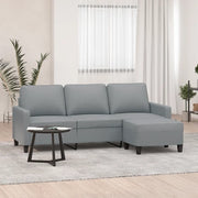 Divano a 3 Posti con Poggiapiedi-Sofa 3 Posti con Poggiapiedi Grigio Chiaro 180cm in Tessuto 306695