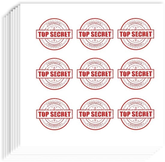 Etichette Top Secret - 180 pezzi - Autoadesive - 2,1 x 2,4 cm - Ideali per planner e scrapbook - Attività creativa per adulti
