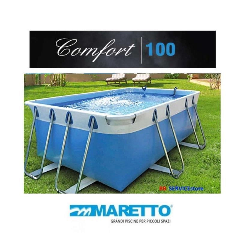 Piscina Rettangolare Maretto ESSENZIALE S - Dimensioni 2,00 X 3,00 H 1,00 + Kit Filtrazione