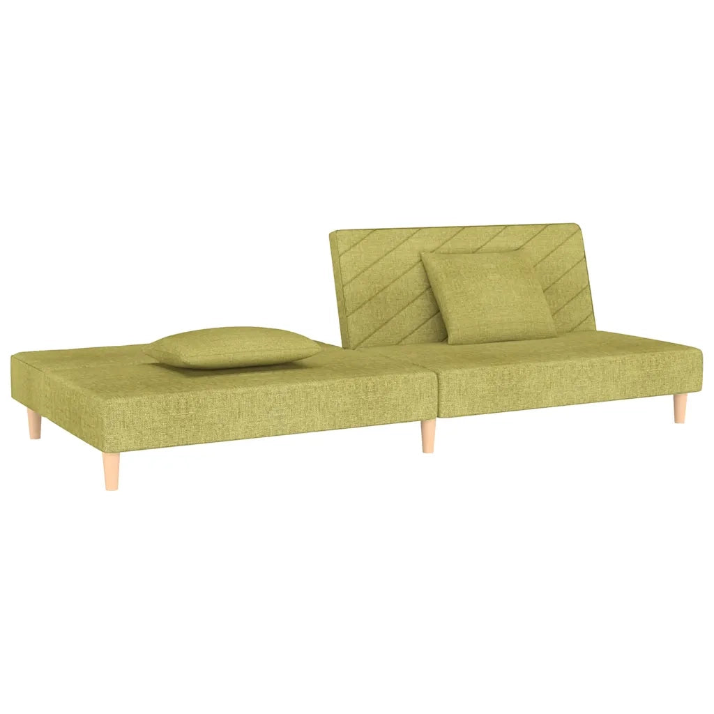Divano Letto a 2 Posti con 2 Cuscini Verde in Tessuto 375894