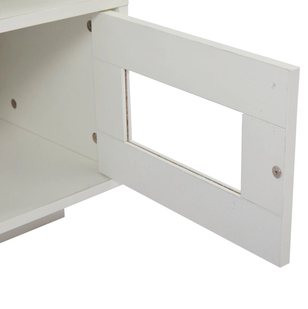 Tavolino da caff猫 100x50x43 cm; luci LED da app e prese USB; 2 armadi e 2 vani; truciolare bianco