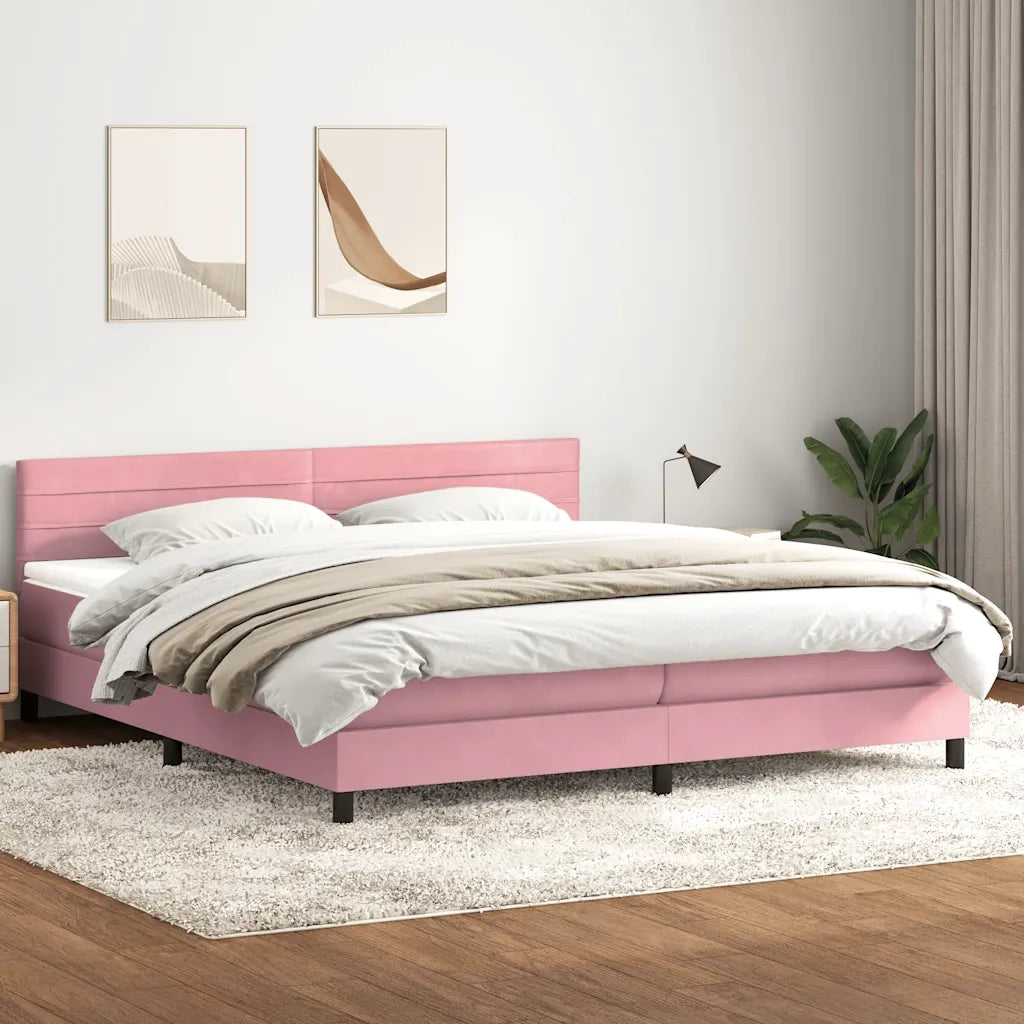 Letto a Molle con Materasso e LED Rosa 180x210 cm in Velluto 3316994