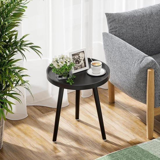 Tavolo da notte rotondo Ø 38 cm - stile scandinavo - legno nero