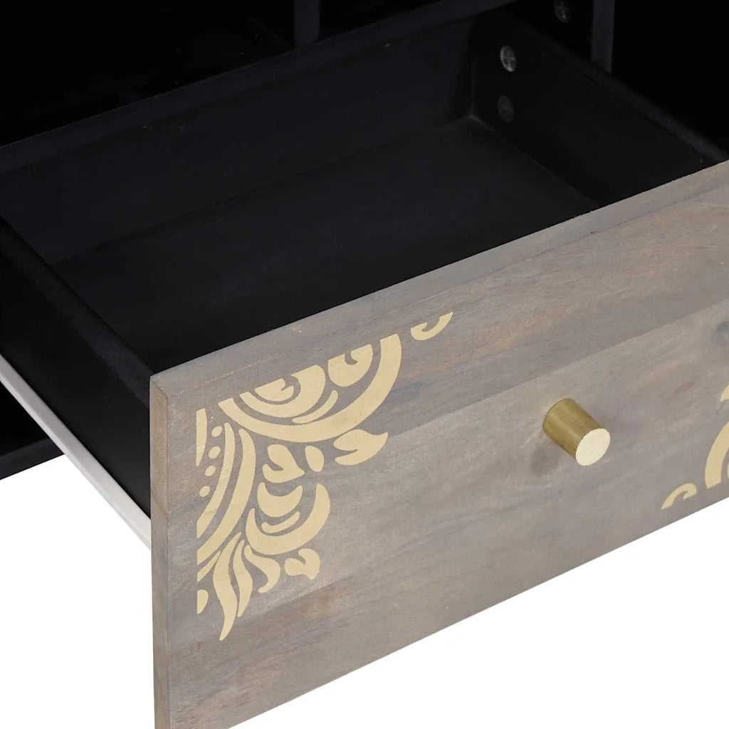 Mobile TV | Armadietto TV | Mobile Porta TV Grigio 100 x 33 x 46 cm Legno di mango massello