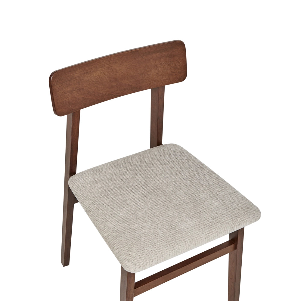 Set di 2 sedie da pranzo Struttura in legno di gomma scuro Seduta in tessuto poliestere taupe Senza braccioli Design retrò