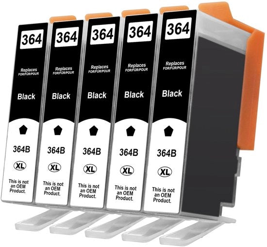 Incarichi di inchiostro compatibili 5x 364XL Nero - Compatibili con HP 364 XL - Per HP Photosmart 5520/5510/6510/6520/7510/7520 - Deskjet 3520/3070A/3522 - Officejet 4610/4620/4622 - Chip intelligente aggiornato - Incarichi di stampante