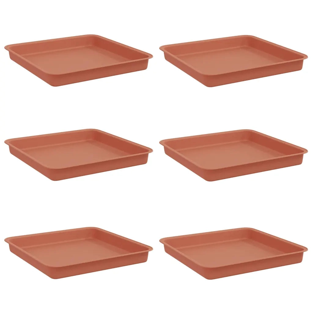 Vassoio Quadrato per Fiori 6 pcs Rosso Mattone 18 x 18 x 2 cm 42020356