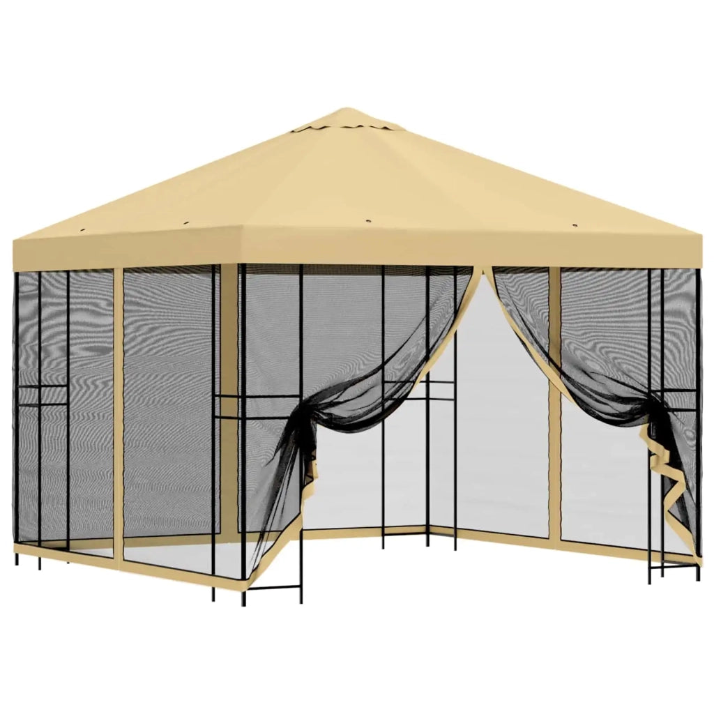 Gazebo da giardino con pareti laterali 3 x 3 m Crema 900338