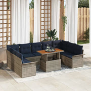 Set Divano da Giardino con cuscino 10 pcs grigio e blu navy