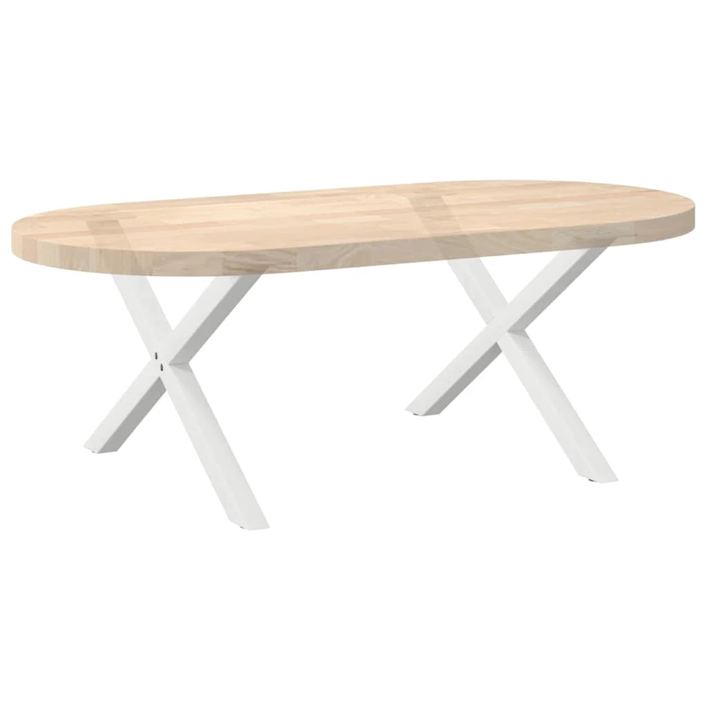 Set di 2 gambe per tavolino a forma di X 70 x 42-43 cm con piedini regolabili stile moderno acciaio bianco 02_0057178