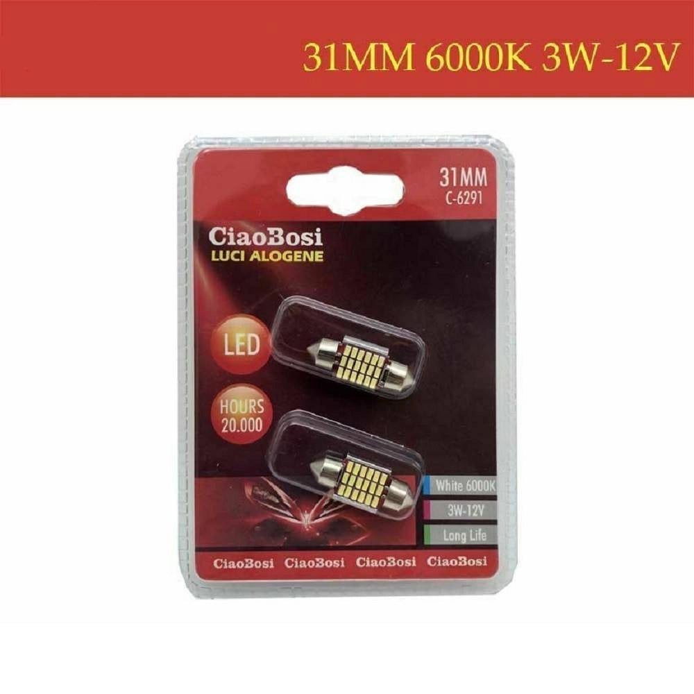 Trade Shop - 2 Lampadine Lampade Auto T10 12 Led 31 Mm 6000k 3 Watt 12v C-6291 -