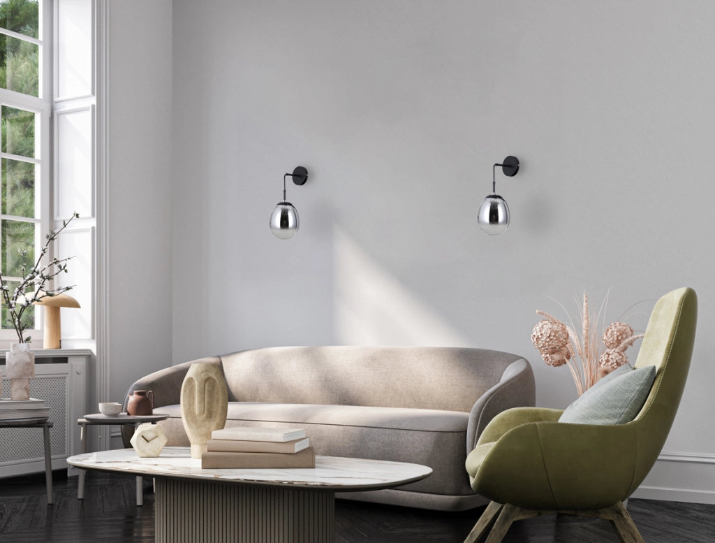 Applique moderna nera vetro fumé 1xE14 Italux Meolo