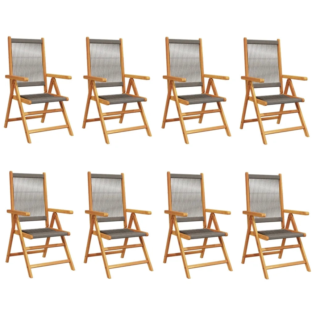 Sedie da Giardino Reclinabili 8pz Grigie Legno Massello Acacia 3214534
